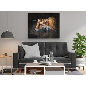 16x20 Tiger Watercolor Oil Painting Print - Majestic Tiger in‎ Water